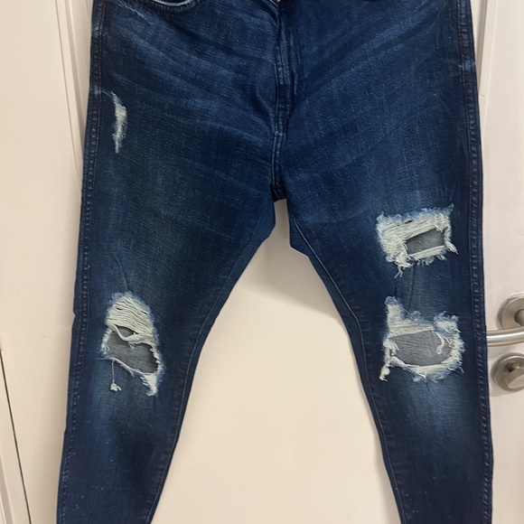 NWOT Zara Ripped Skinny Blue jeans in Dark Blue !UK 12 ! - Picture 4 of 7